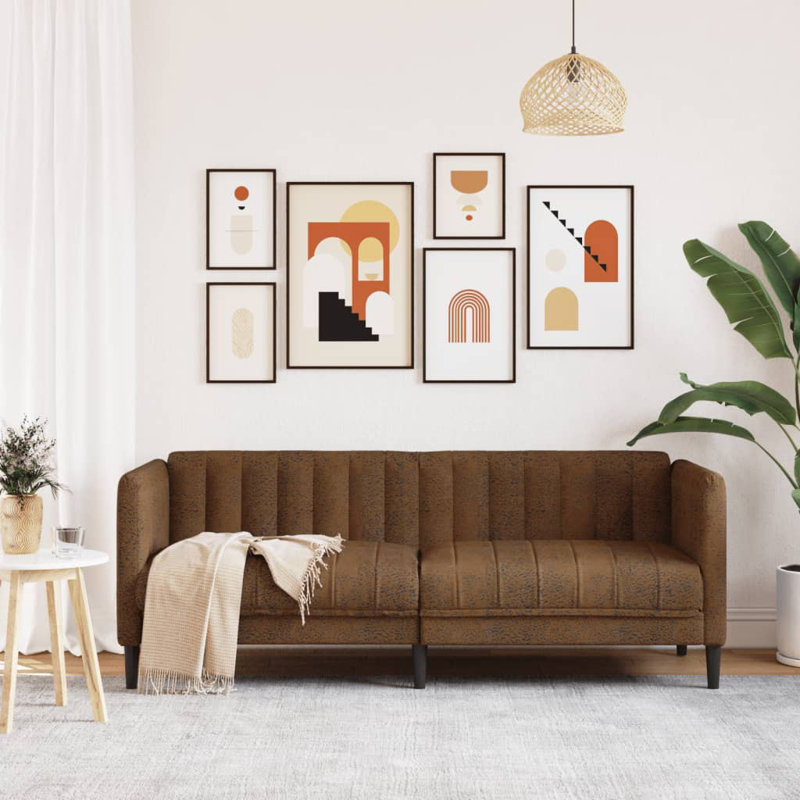 Canapé en tissu 3 places, Brun, H 29,3 po x l 69,3 po x P 30,1 po