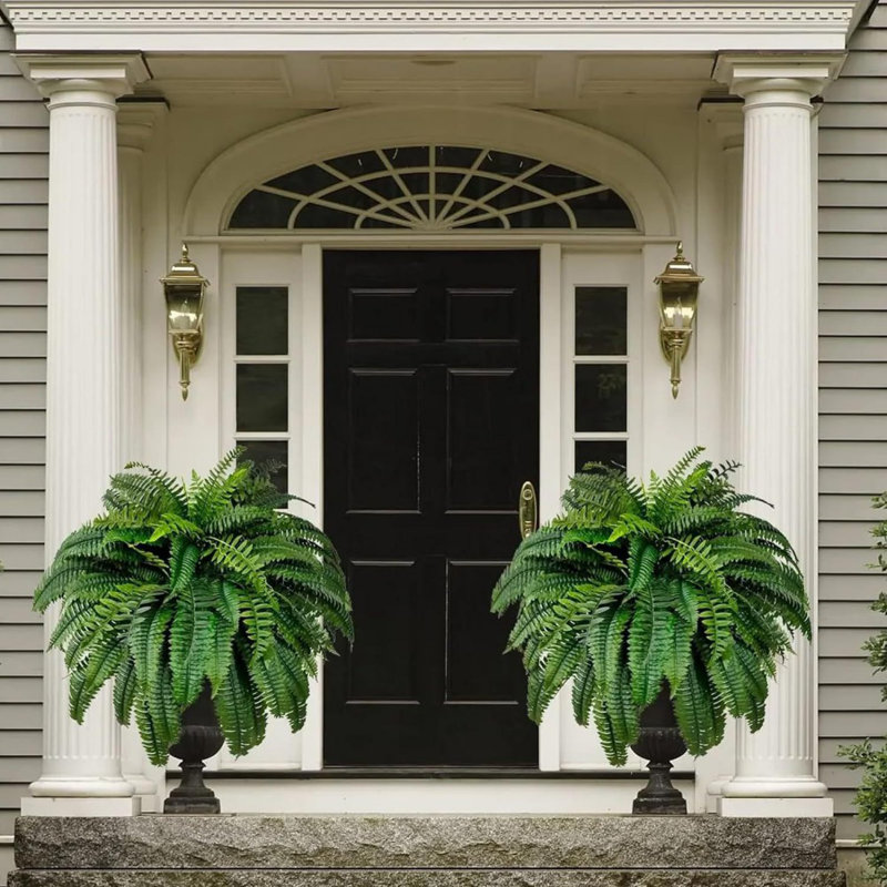 Outdoor decorative flower bouquet two-piece set, artificial flower bouquet for spring and summer decoration, Persian fern artificial flower 9.84 inch, Persian fern no-watering garden decorative flower bouquet, porch decoration Persian artificial flower