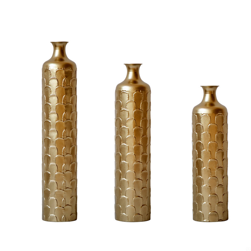 Floor Metal Vase, 3-Piece Set