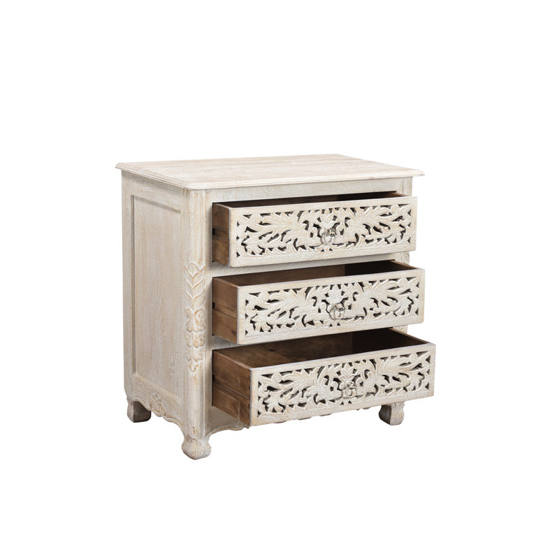 Harleen 30'' W Solid Wood Nightstand, White