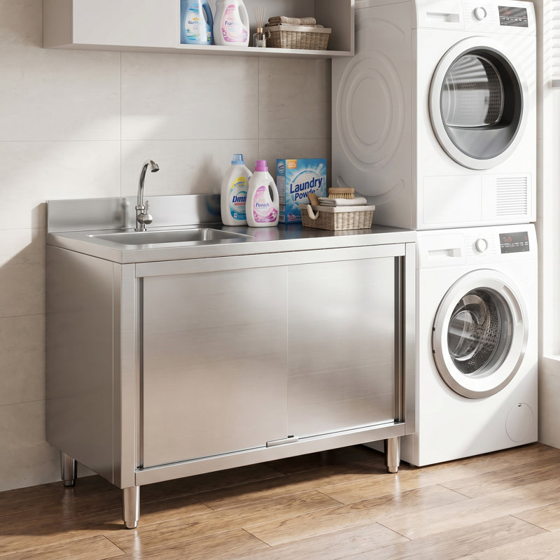 Cabinet Sink - Single Bowl Free Standing Kitchen Sink For Kitchen Farmhouse, Bathroom, Bar, Laundry Room (47 Inch)