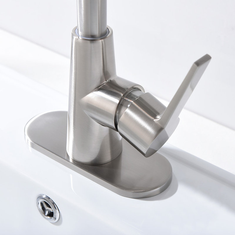 Single-handle Bathroom Faucet with Drain Assembly, Brushed Nickel