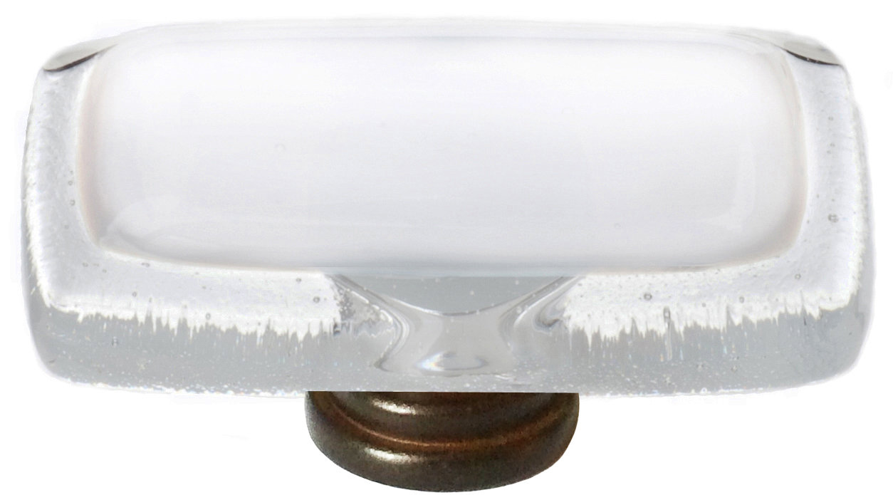 Reflective Rectangular Cabinet Knob, Polished Chrome, White