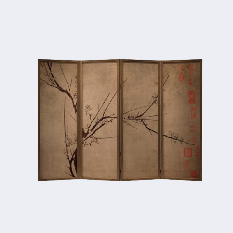 Paravent en bois massif prune