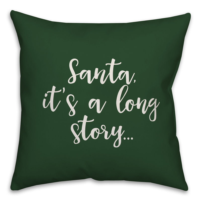  Coussin Père Noël, c'est une longue histoire, Vert foncé, Coussin décoratif