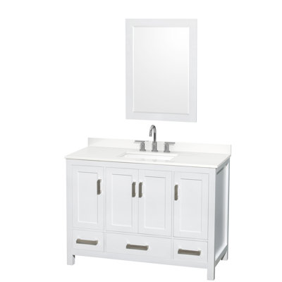 Sheffield 48" Freestanding Single Bathroom Vanity with Quartz Top with 24" Mirror