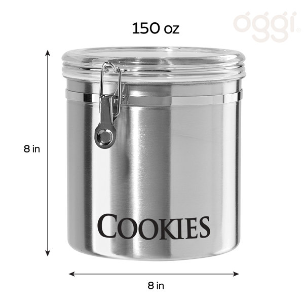 Oggi Stainless Steel 60 Oz. Canister with Clear Lid