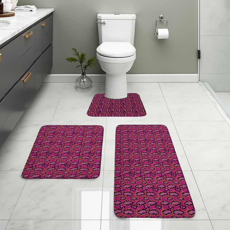  Ensemble de tapis de salle de bain à imprimé serpent 3 pièces Snakeskin
