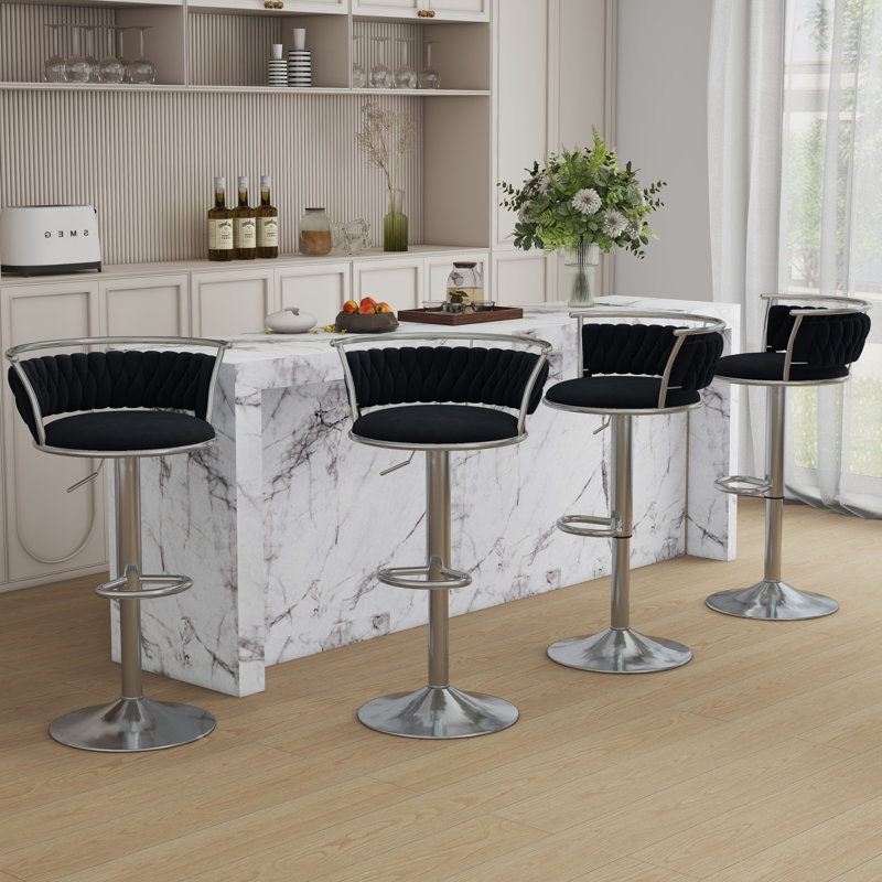 Tabouret de bar Christal, Noir, Argent argent