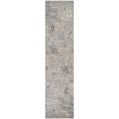 Sealy Easton Modern Abstract Dark Grey Turkish Area Rug, 3' X 10' with Fringe