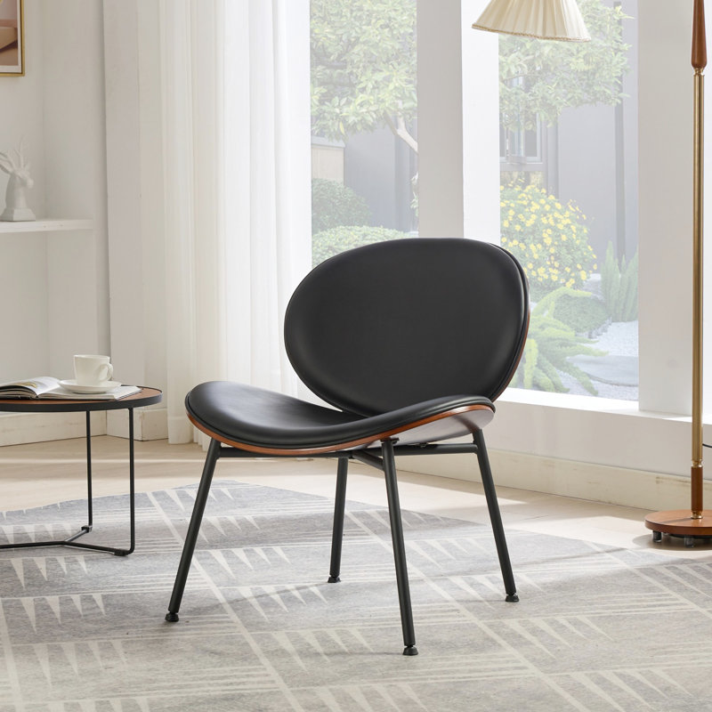 Chaise coquillage en noir, polyvalente pour différents thèmes de décoration, confort durable, chaise longue en cuir de style Mid-Century Sw1871bk, coussin d'assise moelleux,