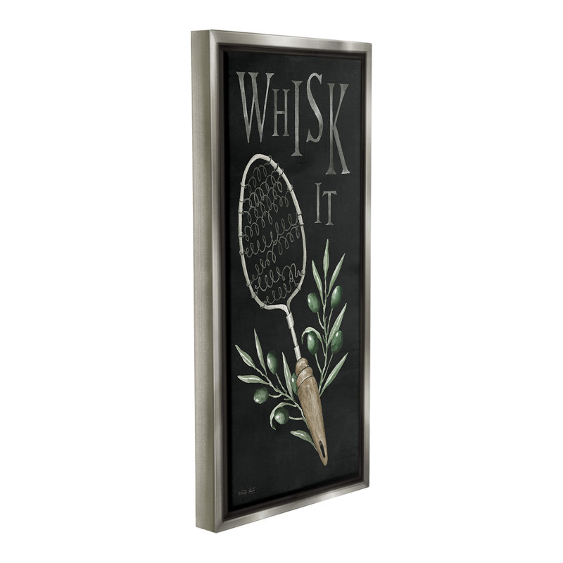 «Whisk It Vintage Kitchen» par Deb Strain sur toile, H 31 po x l 14 po, Cadre flottant gris lustré