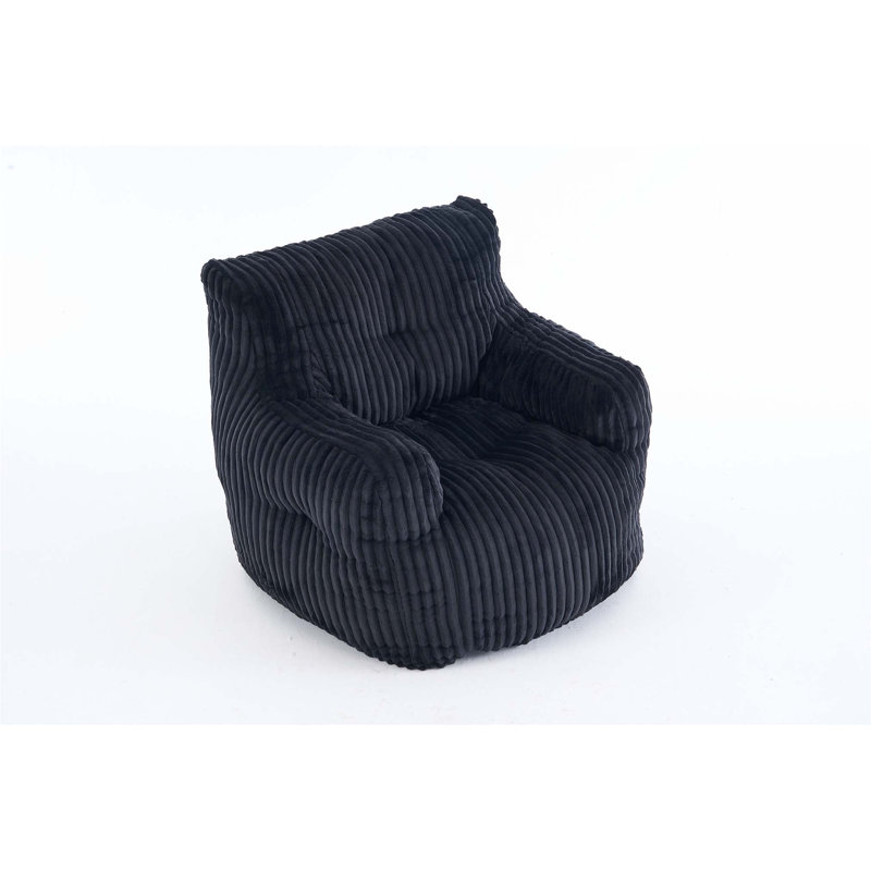 Corduroy Bean Bag Chair with Memory Sponge Fill for Ultimate Comfort and Support, Black Corduroy