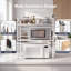 3-Tier Expandable Microwave Shelf for Cluttered Kitchens, Height & Width Adjustable Kitchen Counter Organiser with Hooks, Knife Holder, Chopping Board Rack & Cutlery Box, White