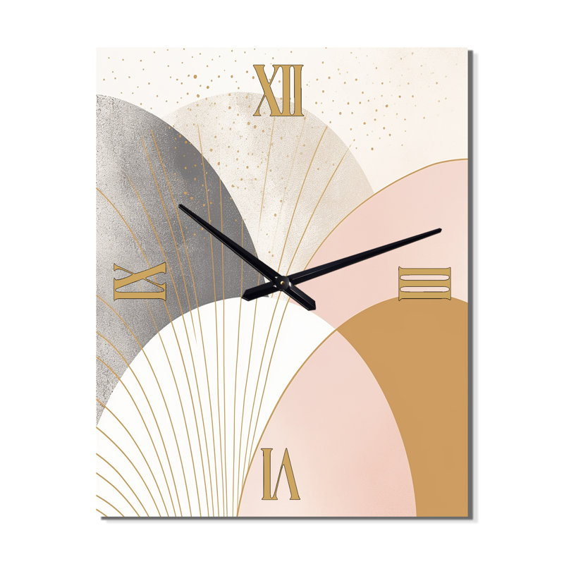 Géométrie de la sérénité en or rose rétro - horloge murale moderne géométrique, H 32 po x l 16 po x P 1 po