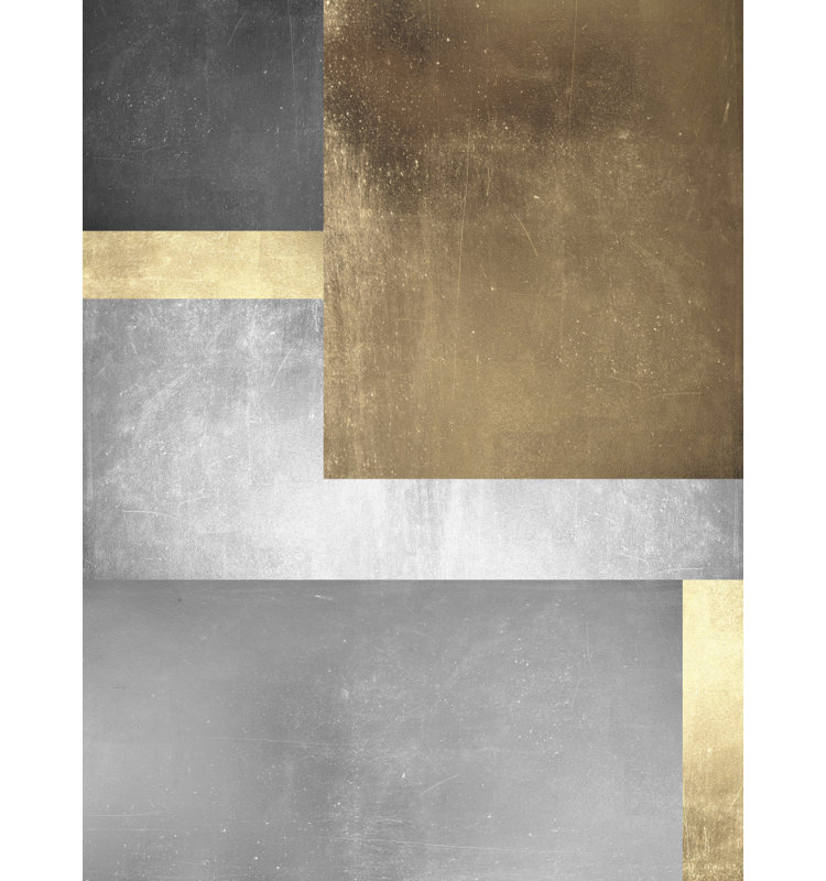 Metallic Gold Silver Abstract Print by Other Artist, 12 × 18, Wrapped Canvas, Gold/Tan/Black/Brown/White