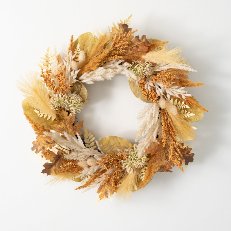 24'' Thanksgiving Faux Pampas Polyester Wreath