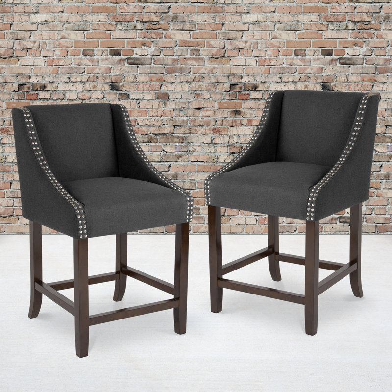 Padmukh Upholstered Counter Stool, Charcoal, Counter Stool (24" Seat Height)