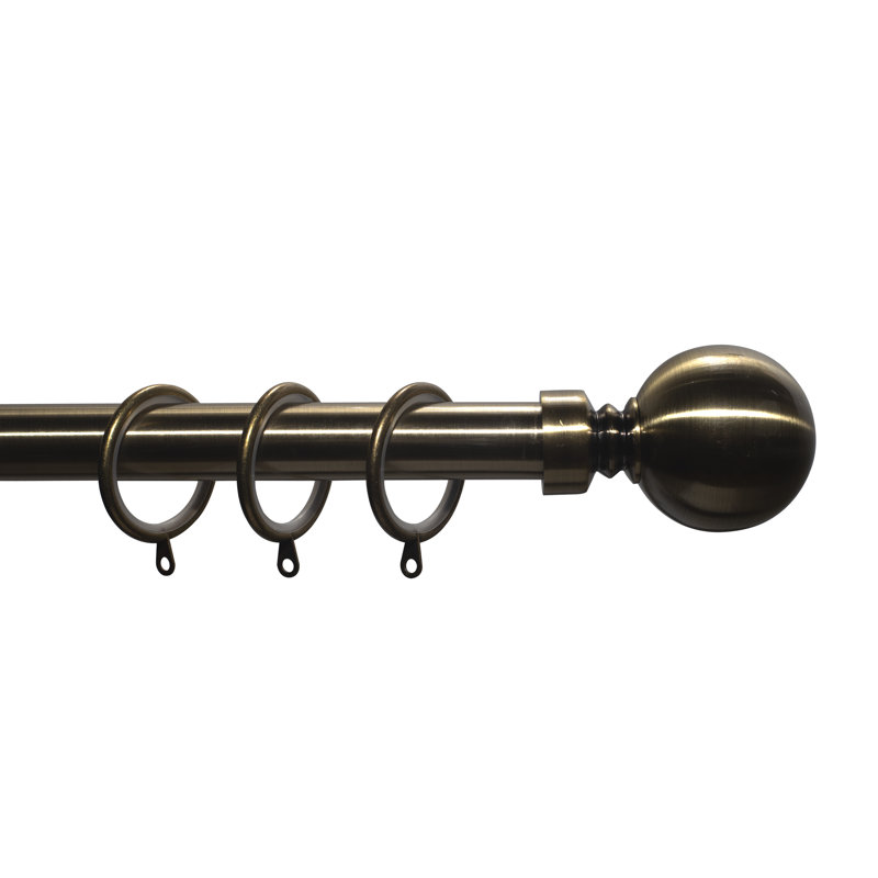 Lexi High-Grade Metal Adjustable 0.71cm Single Curtain Pole, 6cm H x 120cm W x 6cm D, Antique Brass