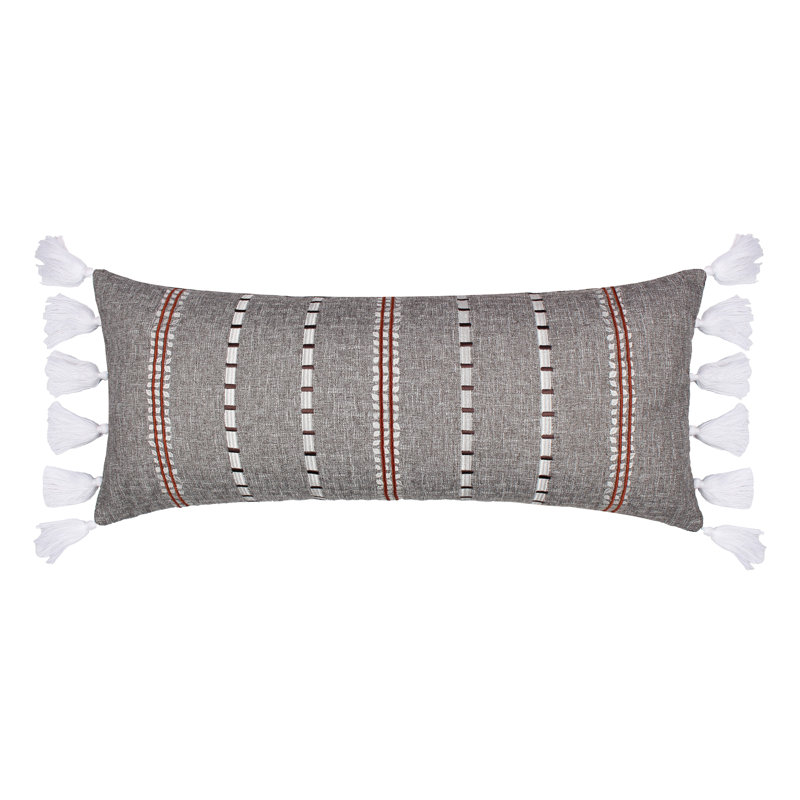 Black Pieced Applique Tassel Pillow