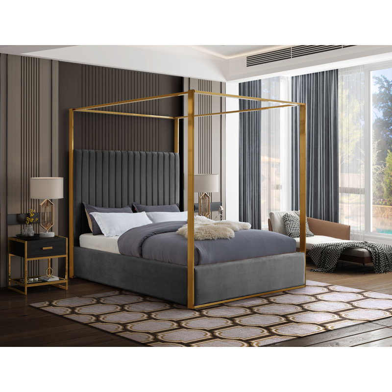 Lit en velours Jones Heersa, Grand, Velours gris