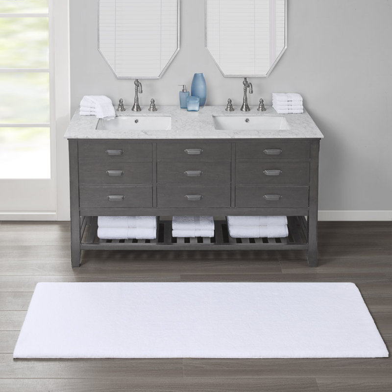 Tapis de bain_Rec_Poly_0.75, L 72 po x l 24 po, Blanc