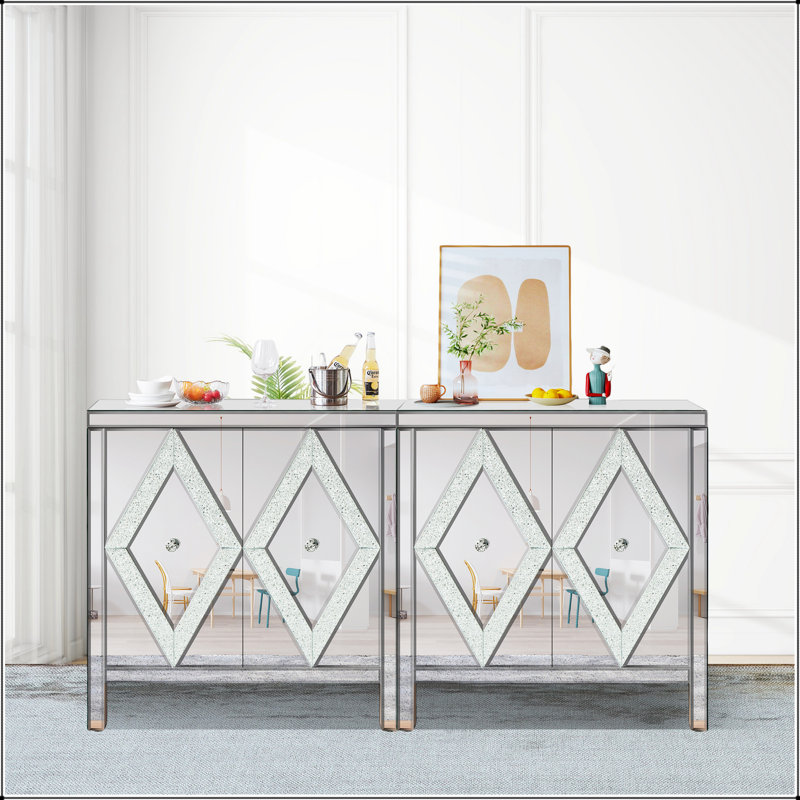 Armoire de rangement de conception unique avec garniture de miroir, parfaite pour un décor moderne et élégant.