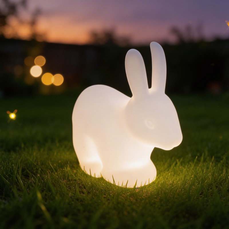 Lampe en forme de lapin de 19 pouces de hauteur et 16 couleurs, lumière extérieure à DEL changeant de couleur intégrée à énergie solaire avec télécommande