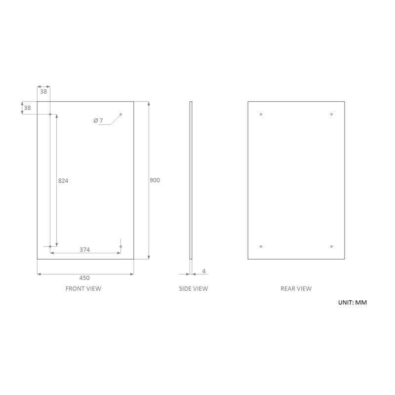 Abiya Flat Wall Mirror, 90cm H x 45cm W