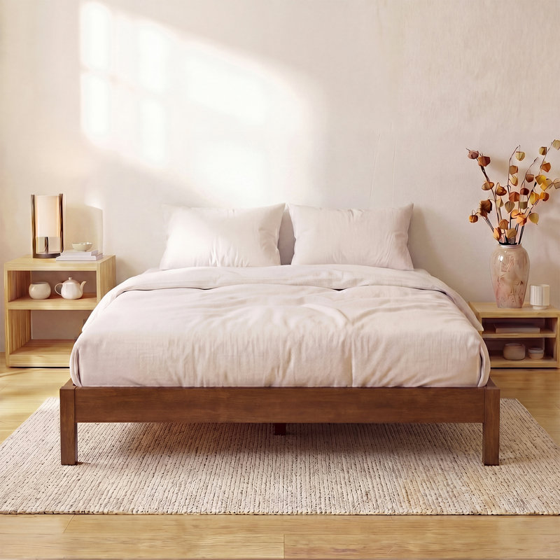 Solid Wood Signature Platform Bed, Full, Cherry Finish, No Box Spring Needed, Easy Assembly, Cherry, Frame only, Full