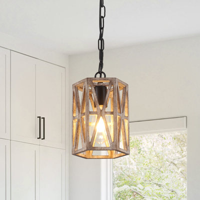 1-Light Farmhouse Dining Room Single Cylinder Pendant