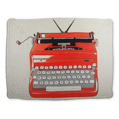 Red Typewriter Machine Braided Polyester Placemat - Bedroom Decor