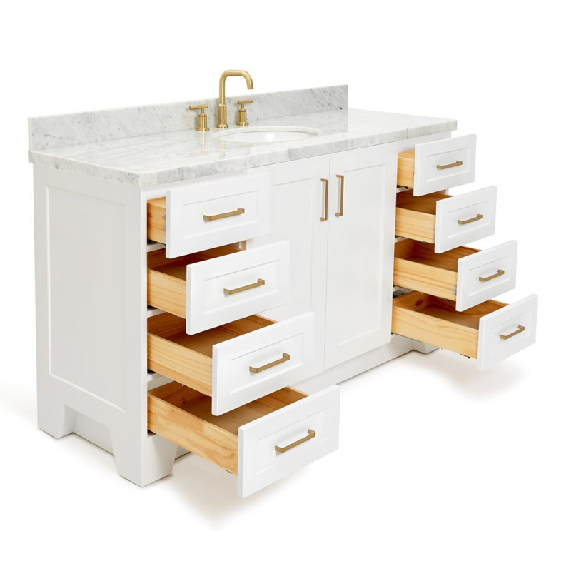 ARIEL TAYLOR 61 IN RECTANGLE SINK VANITY, Oval, White