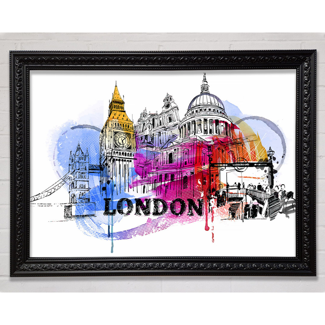 London Iconic Places Gerahmter Druck