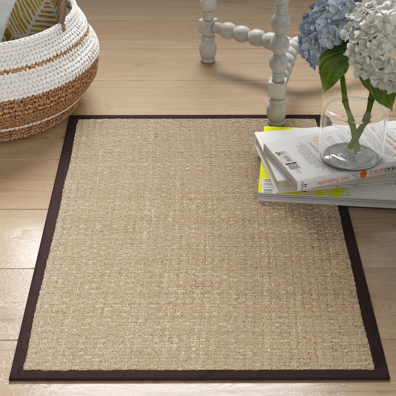 Debroh Natural Fiber Seagrass Rug, Rectangle 4' x 6'