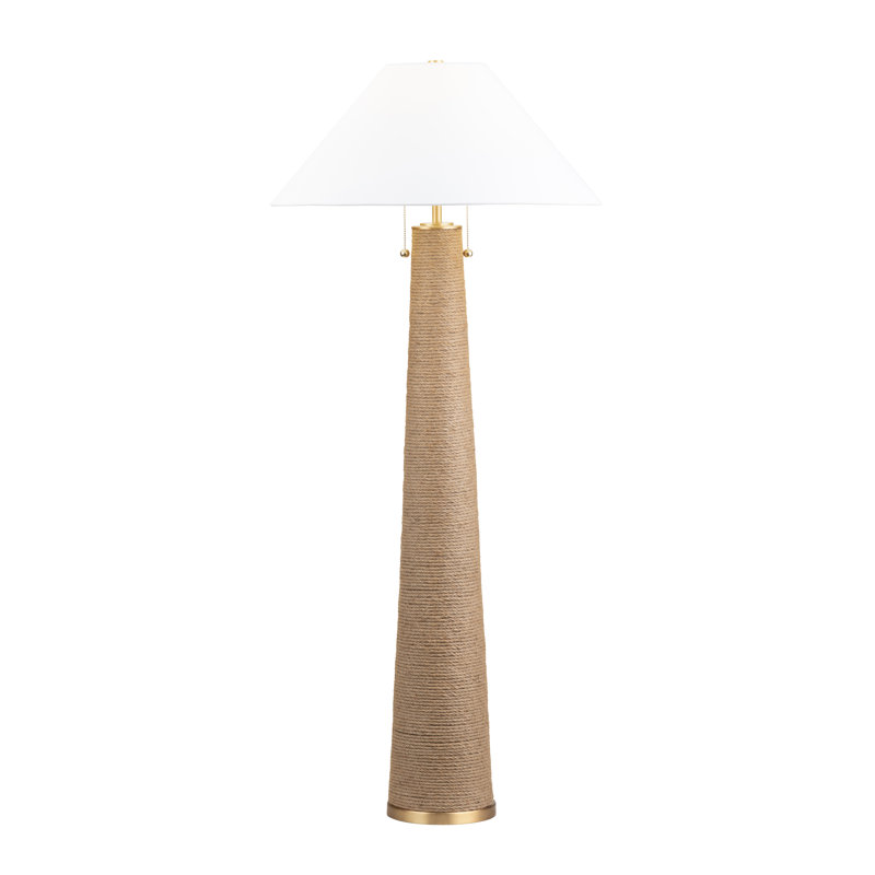 Lampe sur pied en chanvre 59 "avec abat-jour en lin 59"