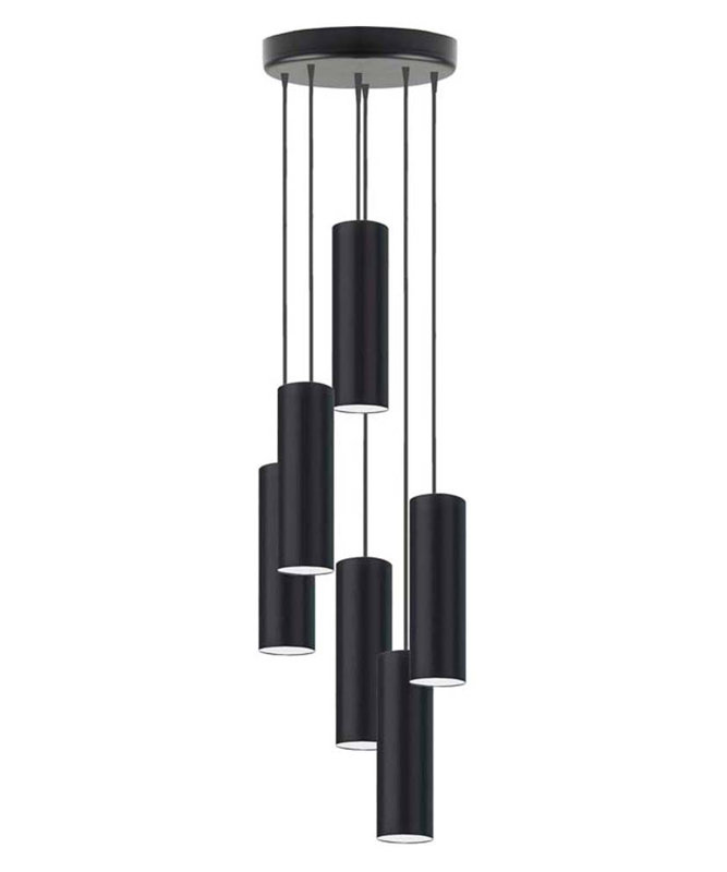 Denegal 6 - Light Cluster Pendant, Dark Grey, Black
