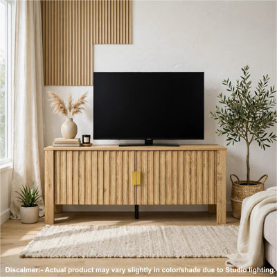 Hay TV Media Console, 47 Inch, 2 Doors w Adjustable Shelves, Beige