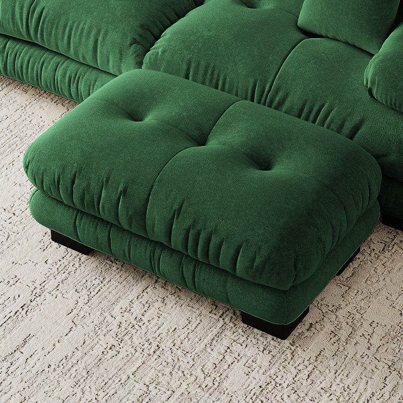 Repose-pieds en chenille pour salon, Vert