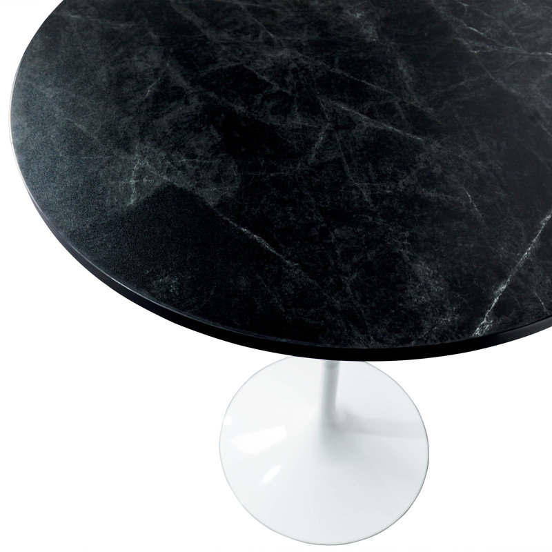 Table de salle à manger à hauteur de bar moderne avec plateau en résine et base en acier Heatherton, Noir marbré