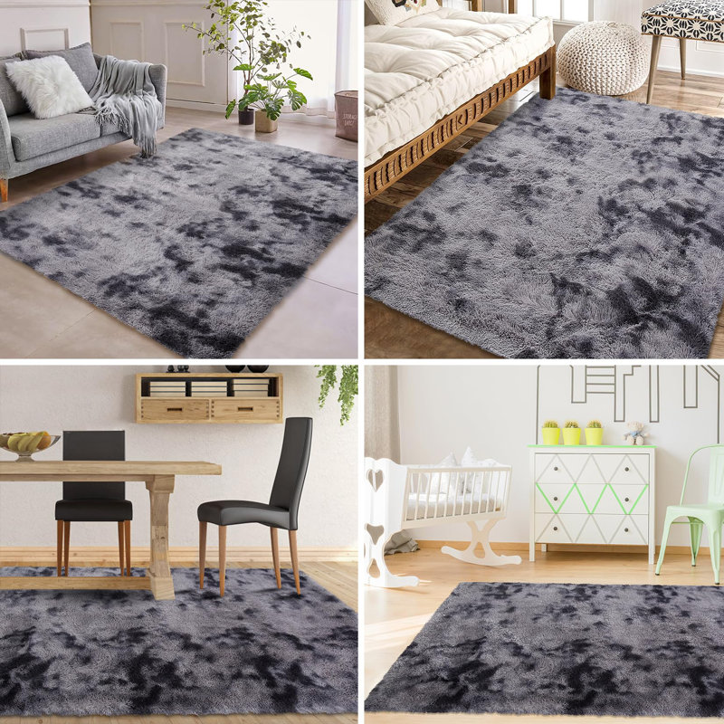 Fluffy Rugs For Bedroom Tie-Dyed Soft Shag Rug Cozy Plush Furry Area Rugs, Rectangle 10' x 13'