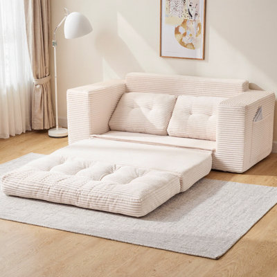 Loveseat Sofa Bed with Memory Foam & , 2-in-1 Convertible Corduroy Sleeper No Assembly Required, Compact Couch for Small Spaces, Apartments & Home Office