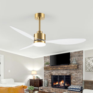 52-inch Modern Ceiling Fan with Light,3-Color-Temperature Lighting, Remote Control, Silent DC Motor