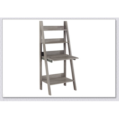 Modern Leaning Ladder Computer Desk with Storage Shelves, Ideal for Home Office and Laptop Work, Brown Laminate Finish
