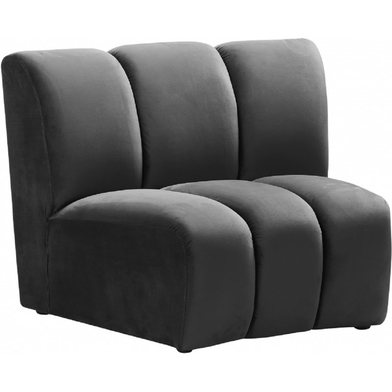 Dabir Velvet Slipper Chair, Gray Velvet