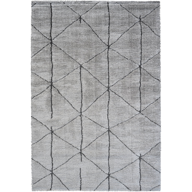 Tapis en polyester recyclé gris, champignon et gris anthracite Nube, Rectangle 7 pi 10 po x 10 pi