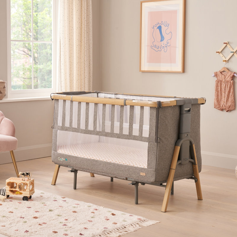 Tutti Bambini Cozee XL Bedside Crib & Cot, Oak / Charcoal Grey