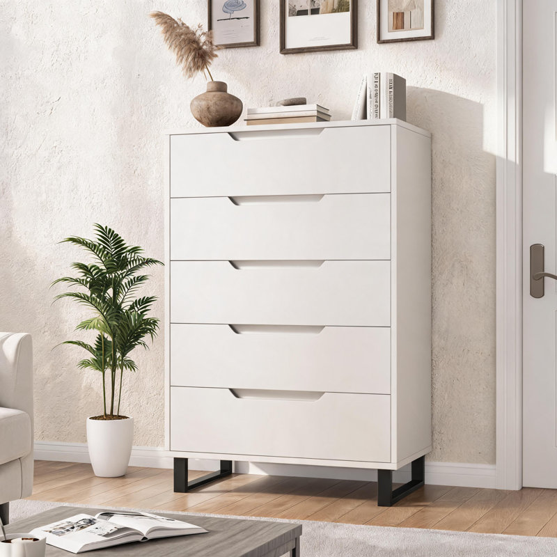 5 Dresser for Bedroom, 51" Tall Dresser, Freestanding Vertical Drawer Cabinet with Storage, Wooden Closet Storage Chest for Living Room, Hallway, Entryway