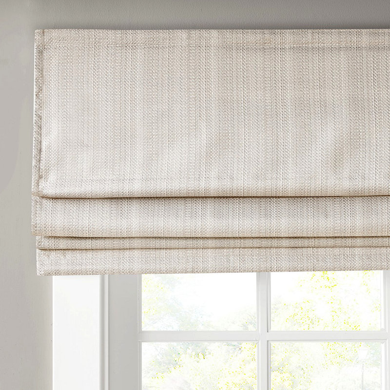 Store romain sans cordon obscurcissant Basketweave, Ivory, 27.05"W x 64.05"L
