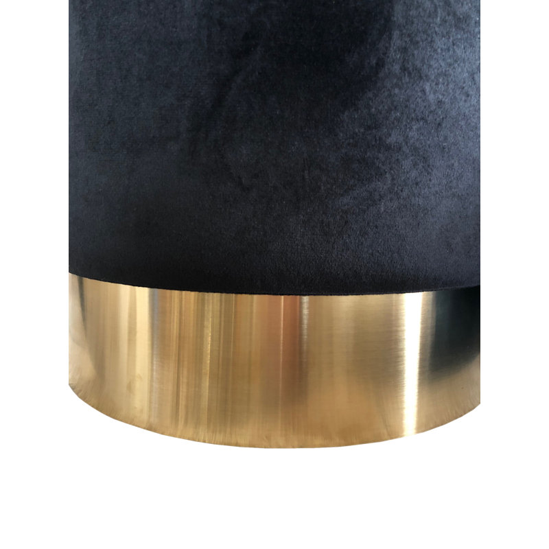 Alanni 14'' Wide Velvet Round Standard Ottoman, Black Velvet